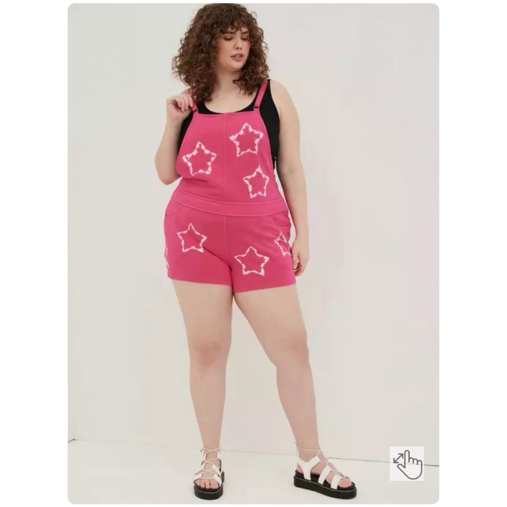 NEW Torrid 2 LoveSick Shortalls - French Terry Stars Pink